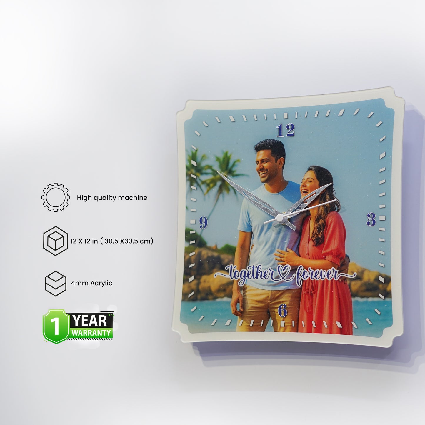 Acrylic Photo Wall Clock – Unique Stylish Cut Customized Gift