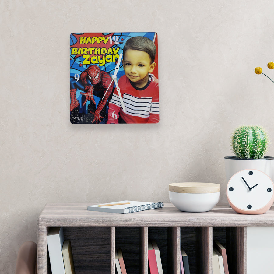 Customized Square Photo Clock | Personalized Picture Wall Decor