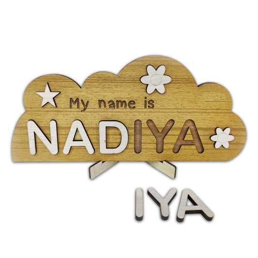 Customized Wooden Cut Baby Name Learning Gift