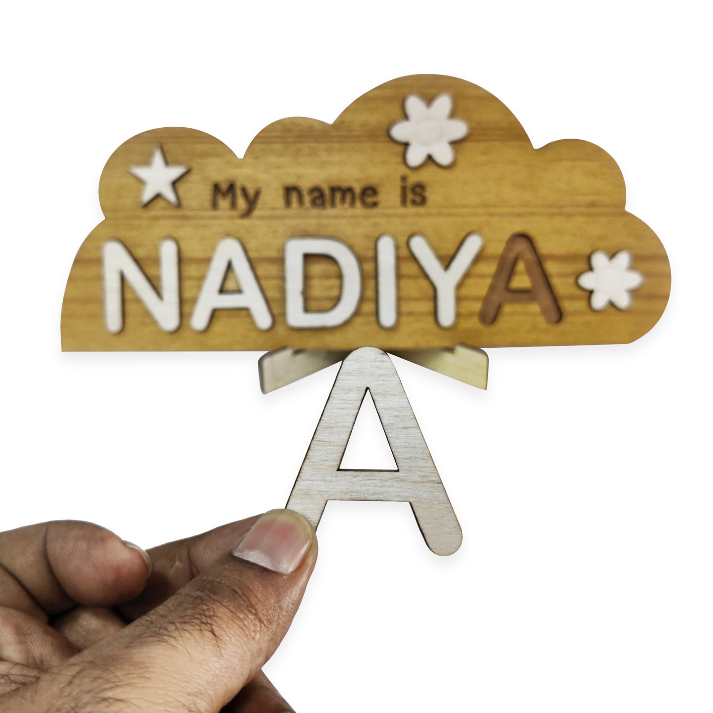 Customized Wooden Cut Baby Name Learning Gift