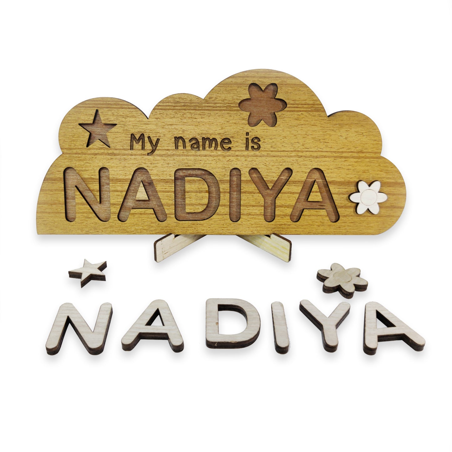 Customized Wooden Cut Baby Name Learning Gift