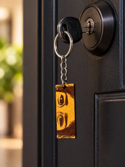 Personalised Wood Keychain – Custom Engraved Wooden Keyring | Eyes Engraved Keychain
