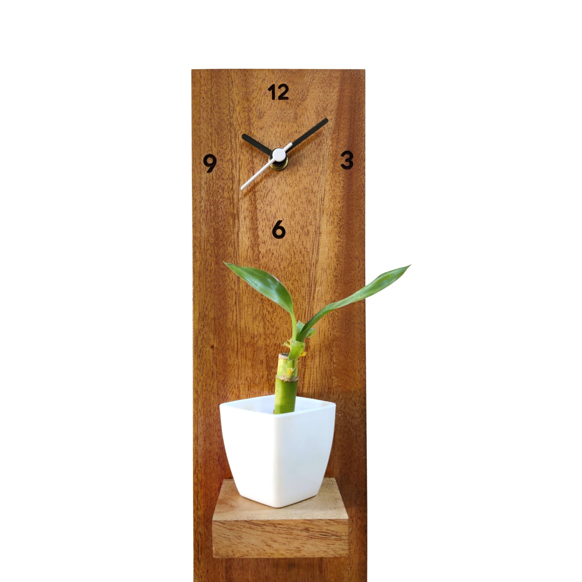 Wooden Hanging Planter with Clock Gift