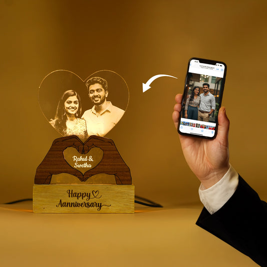 Personalized Heart Photo Lamp | Custom Engraved Acrylic LED Gift | Customised Couple Gift