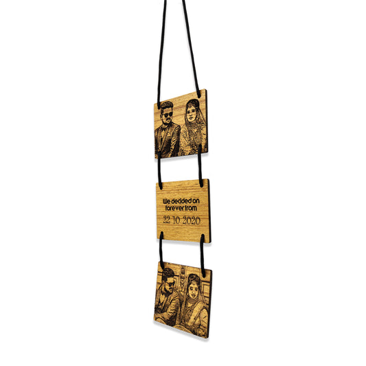 Customized Photo Engraved Wooden Hanging Cards Gift