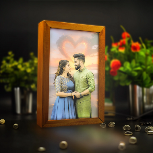 Customized Light Painting Photo Frame Box Gift | Custom Wooden Lamp (12" x 8")