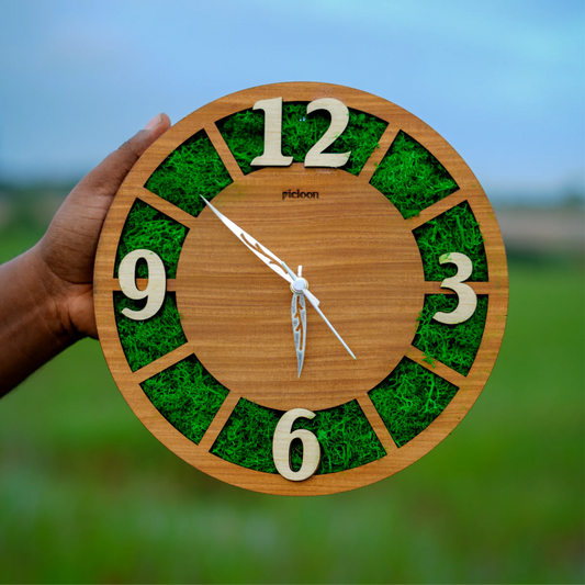 Moss Veneer Wooden Readymade  Clock