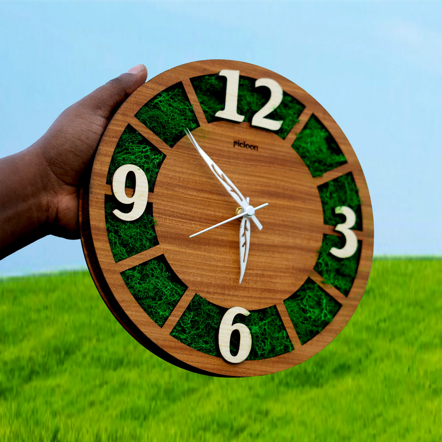 Moss Veneer Wooden Readymade Clock