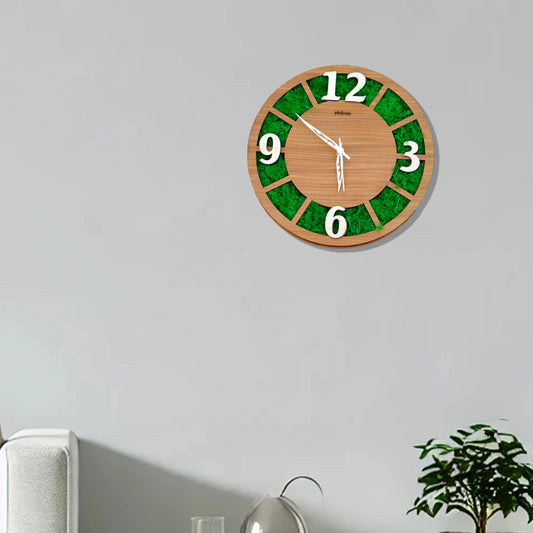 Moss Veneer Wooden Readymade  Clock