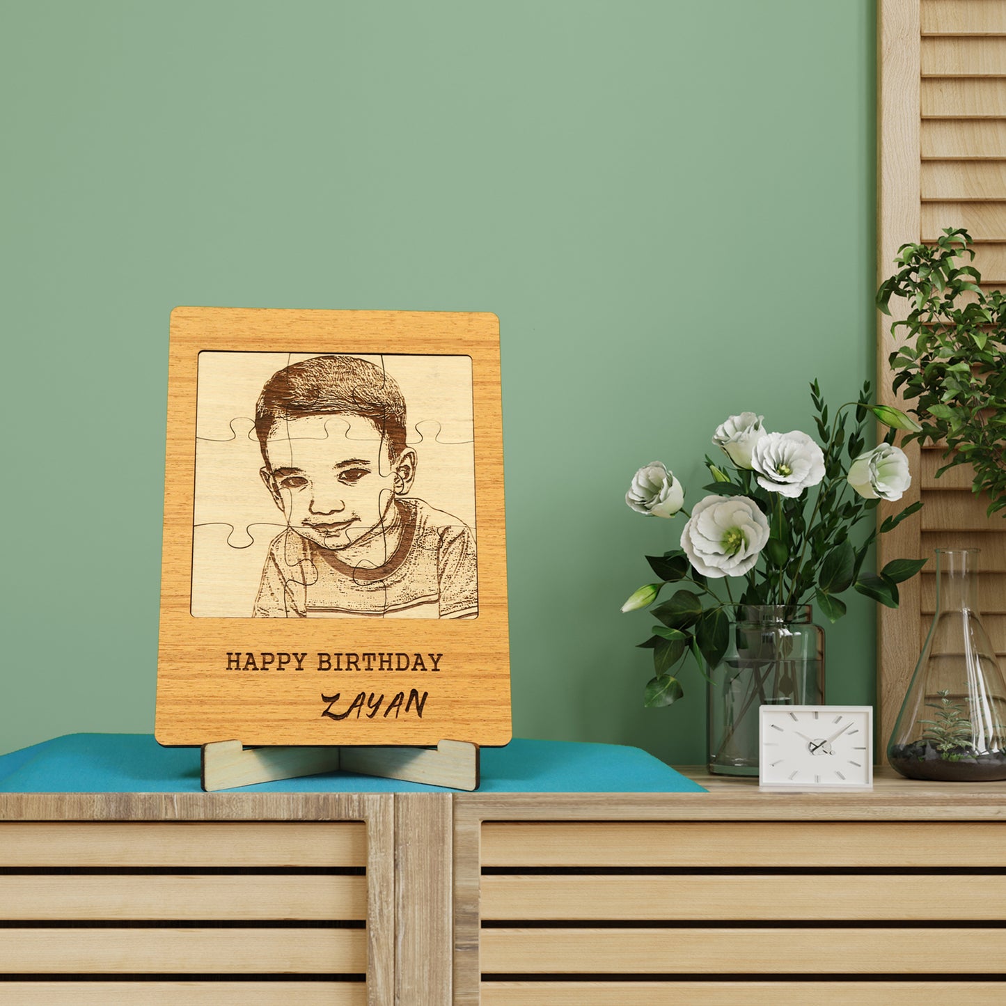 Customized Photo Engraved Wooden Puzzle Gift