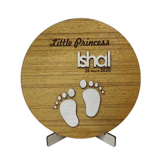 Customized Wooden Cut Baby Name with Foot Prints