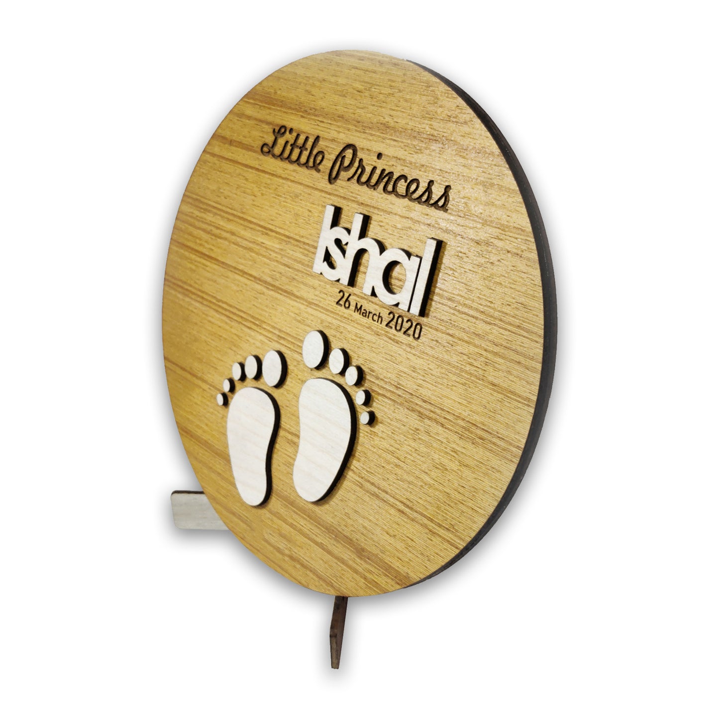 Customized Wooden Cut Baby Name with Foot Prints