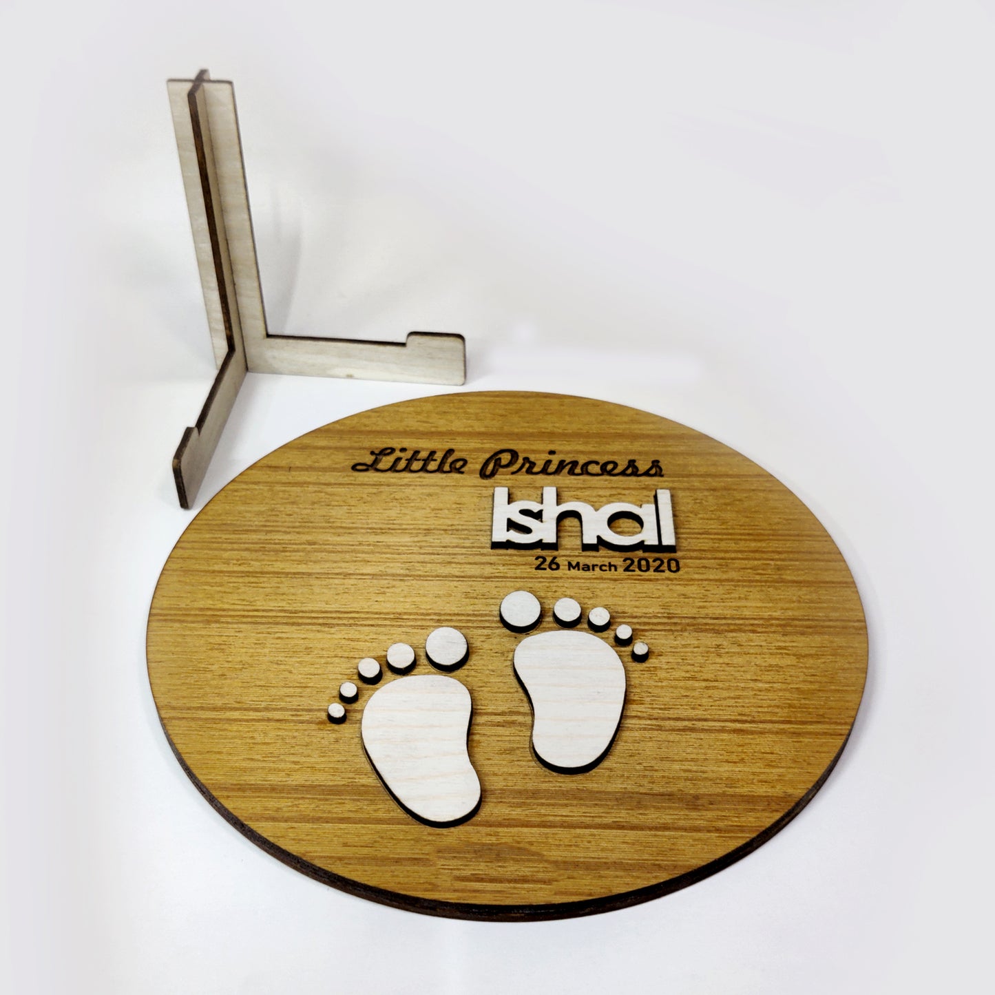 Customized Wooden Cut Baby Name with Foot Prints