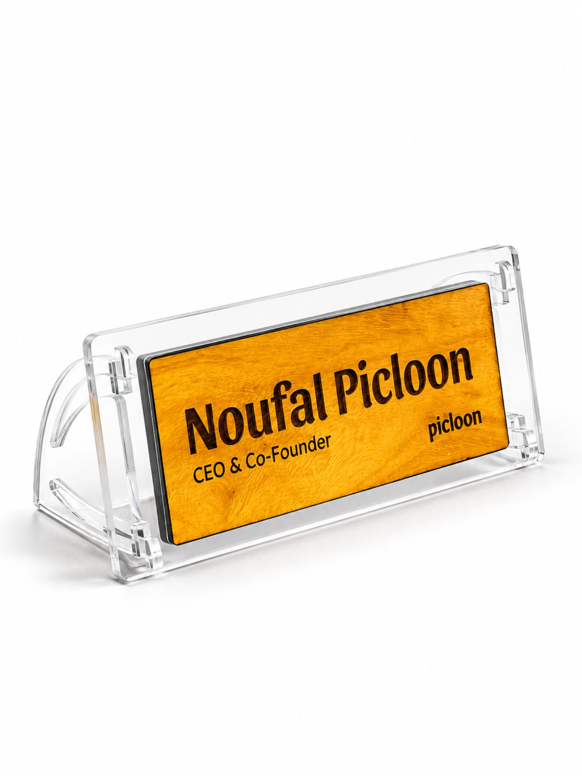 Personalised Wooden & Acrylic Desk Name Plate – Slanting Stand