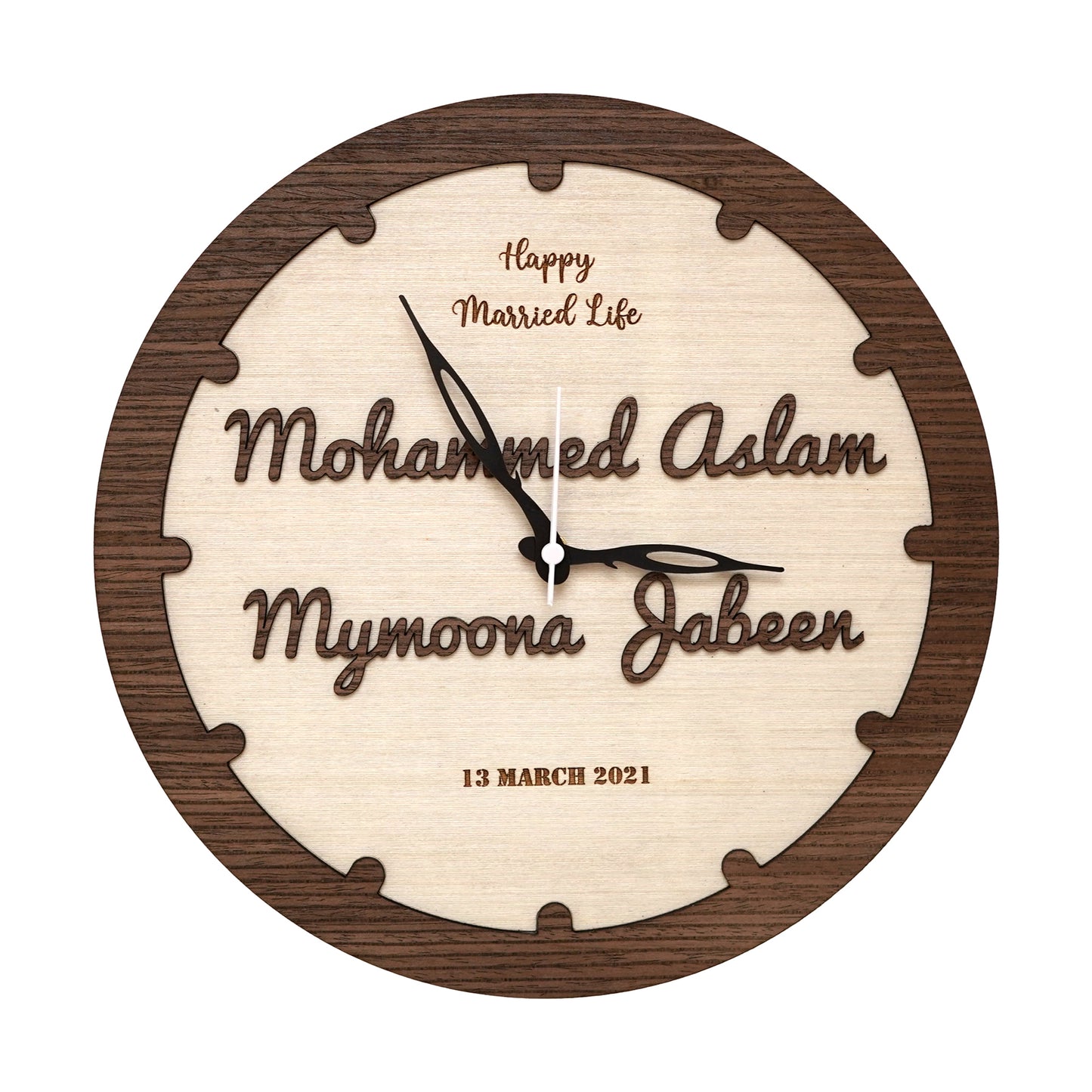 Customize Wooden Letter Cut Round Clock Gift