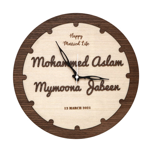 Customize Wooden Letter Cut Round Clock Gift