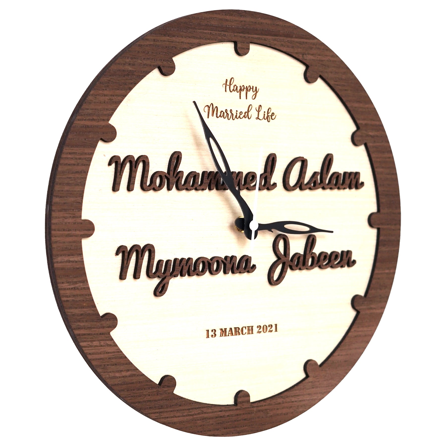 Customize Wooden Letter Cut Round Clock Gift