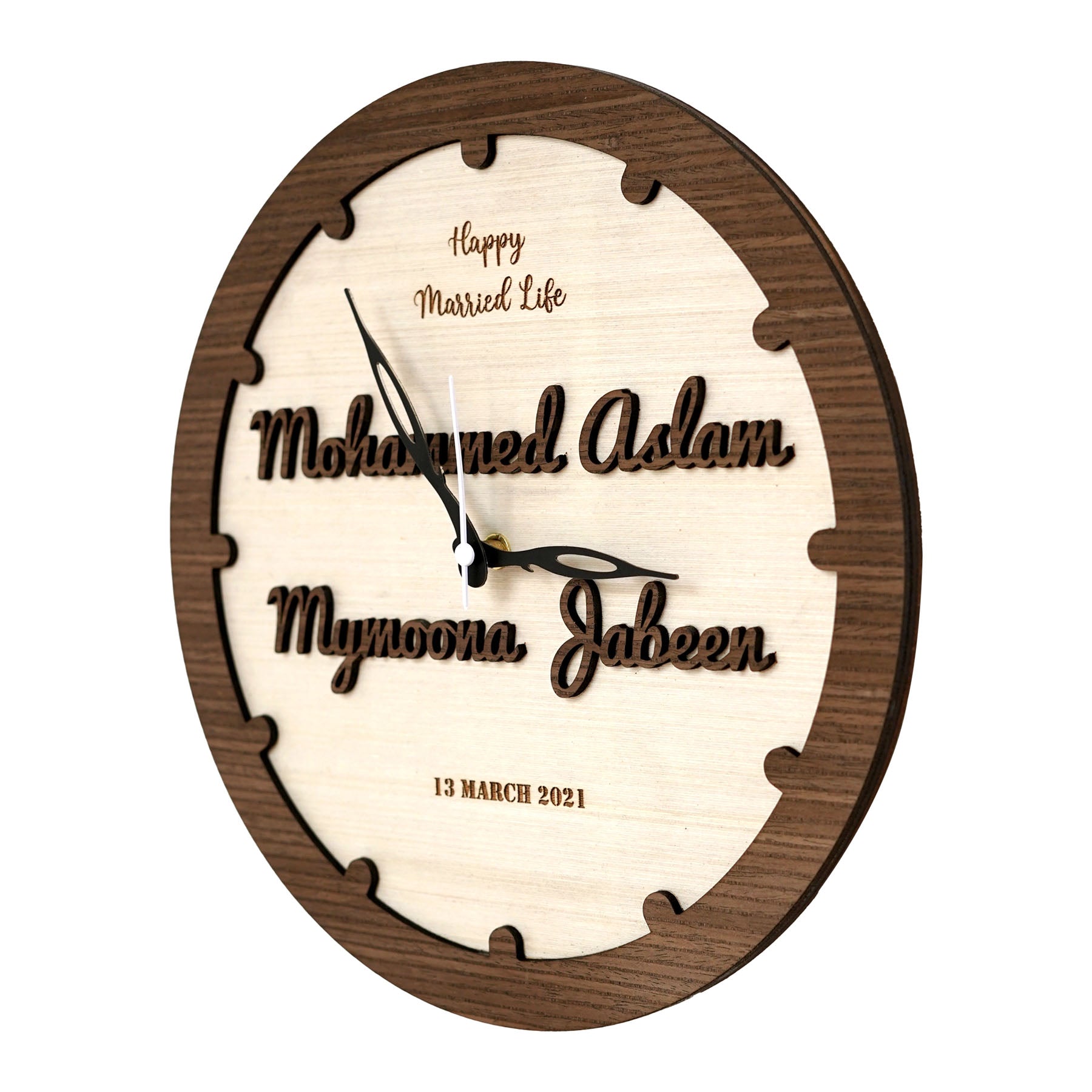 Customize Wooden Letter Cut Round Clock Gift