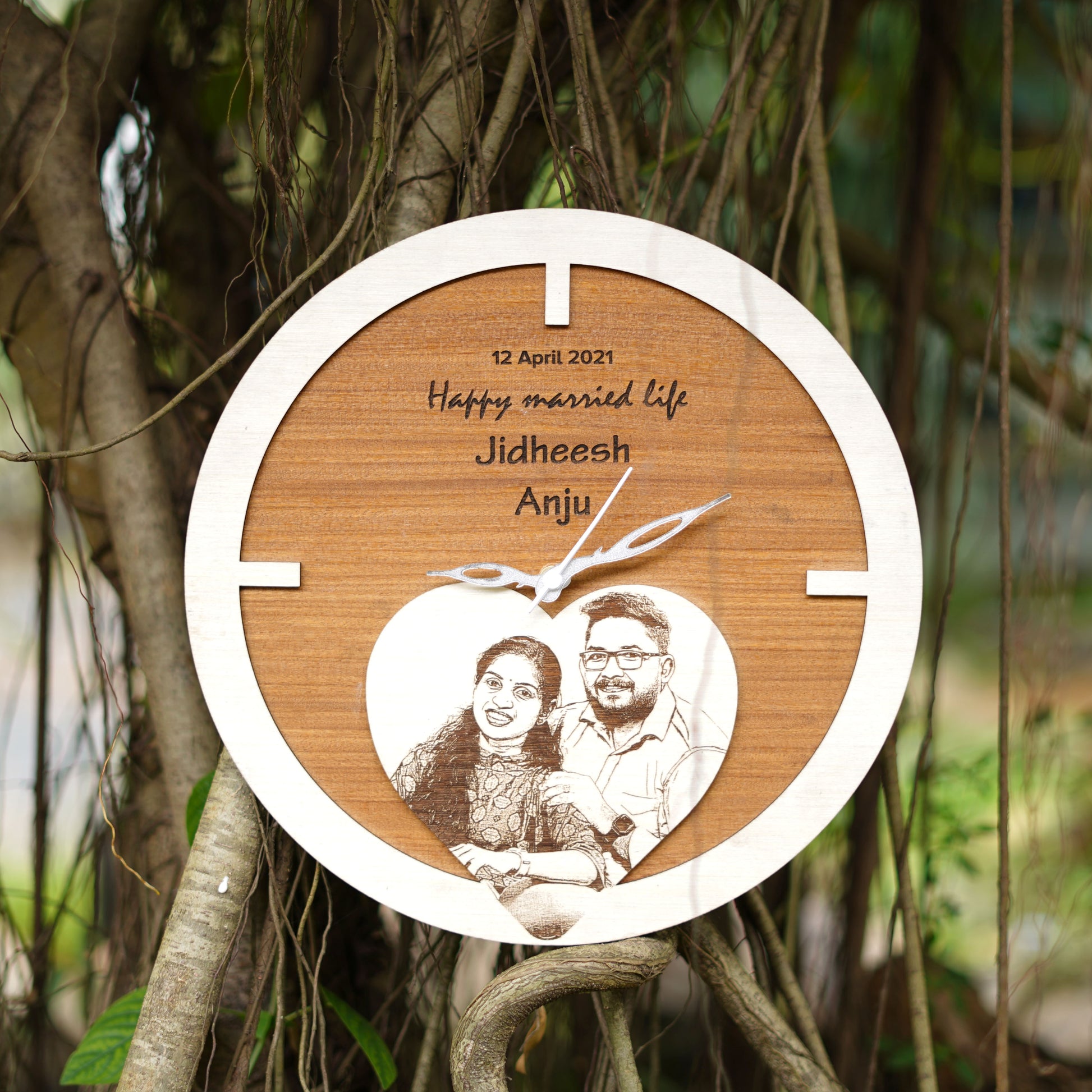 Wood Engraved Wall Clock-1