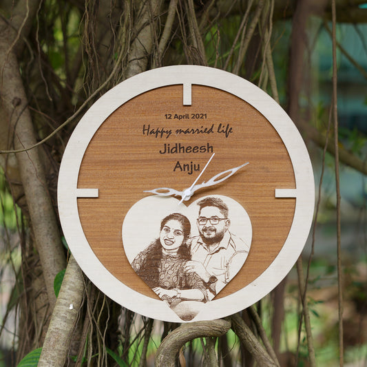 Wood Engraved Wall Clock-1