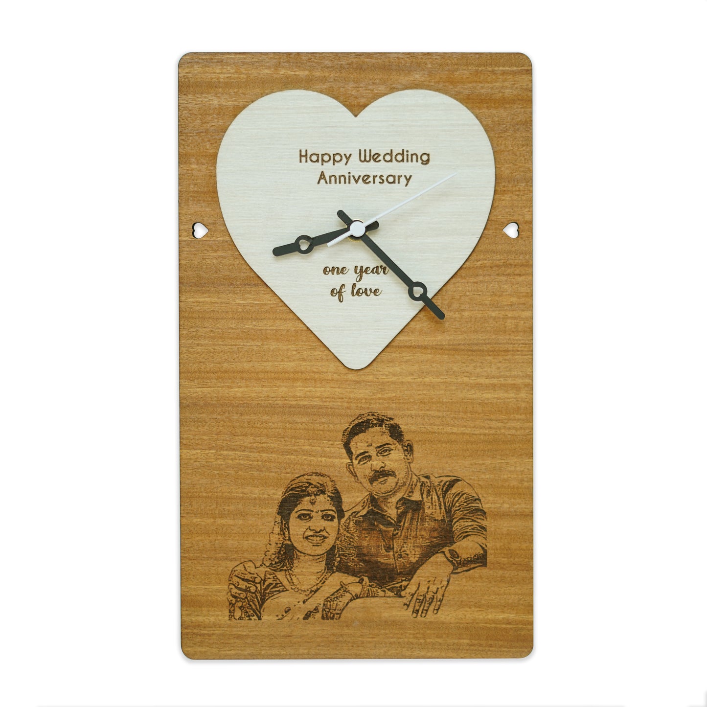Photo Engraved Personalized Wooden Wall Clock Gift