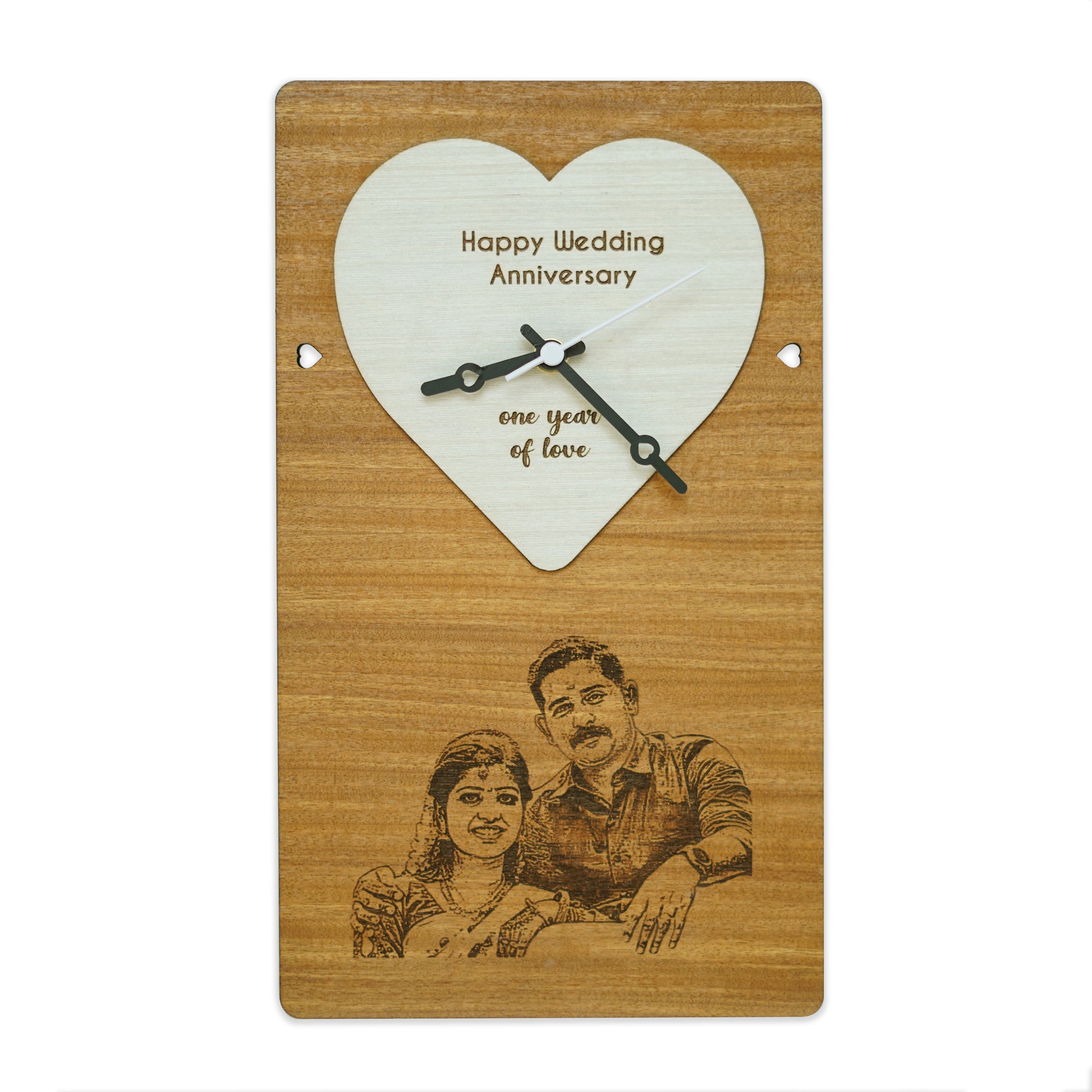 Photo Engraved Personalized Wooden Wall Clock Gift