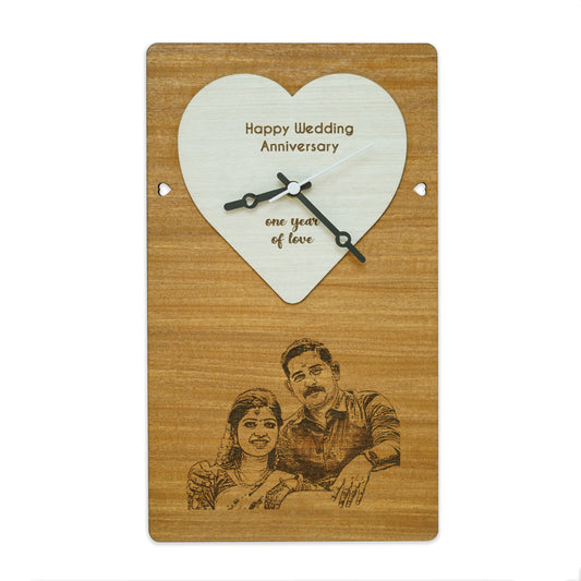 Photo Engraved Personalized Wooden Wall Clock Gift