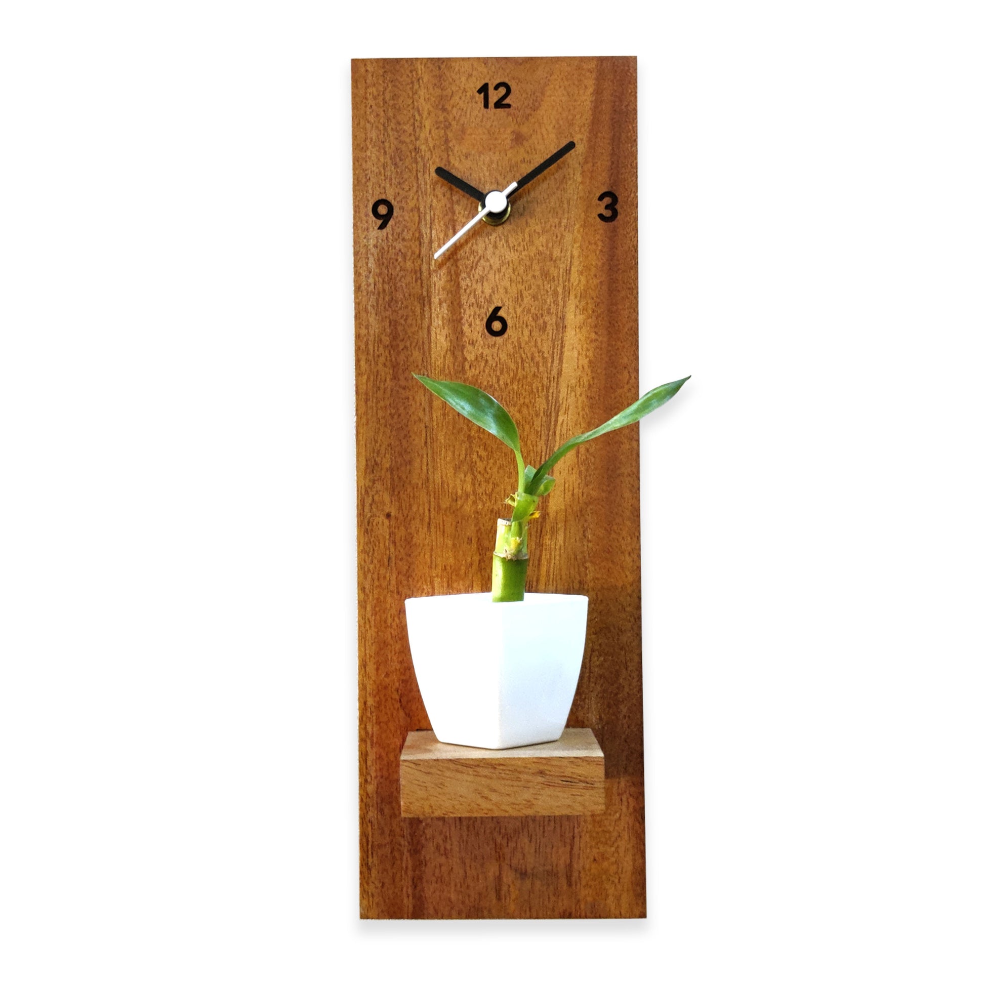 Wooden Hanging Planter with Clock Gift