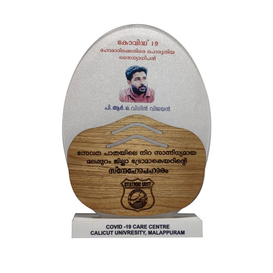 Personalized Photo Engraved Memento with Acrylic and Wood for employees