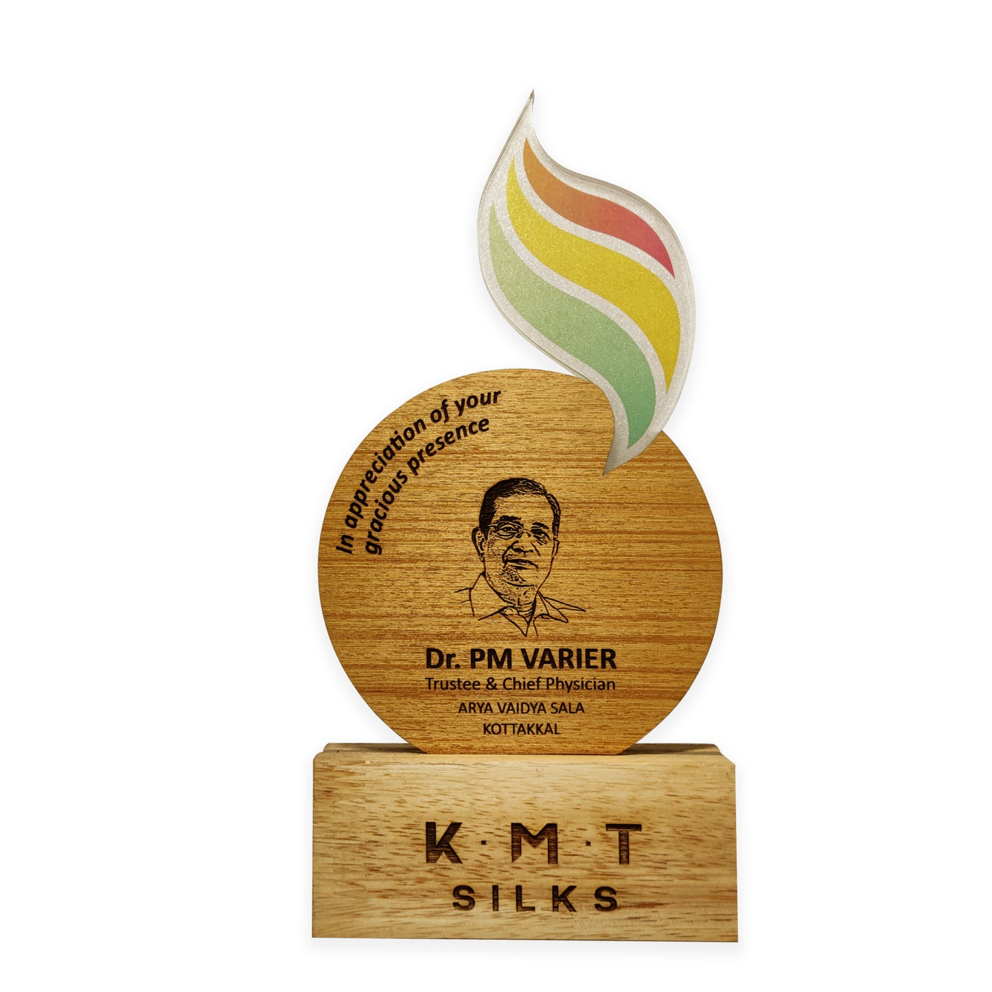 Customized Photo Engraved Tri Color Wooden Memento