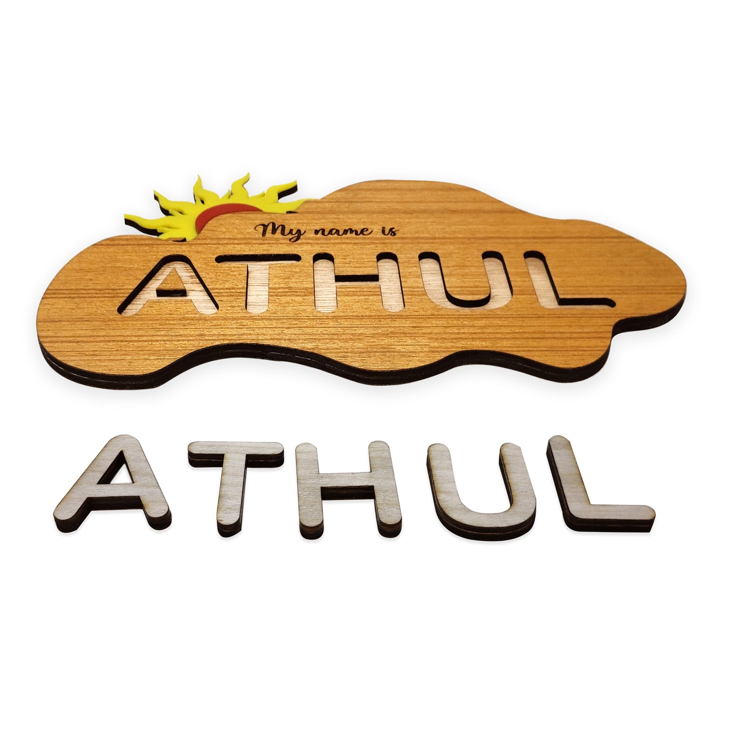 Personalized Wooden Cut Baby Name Learning Gift