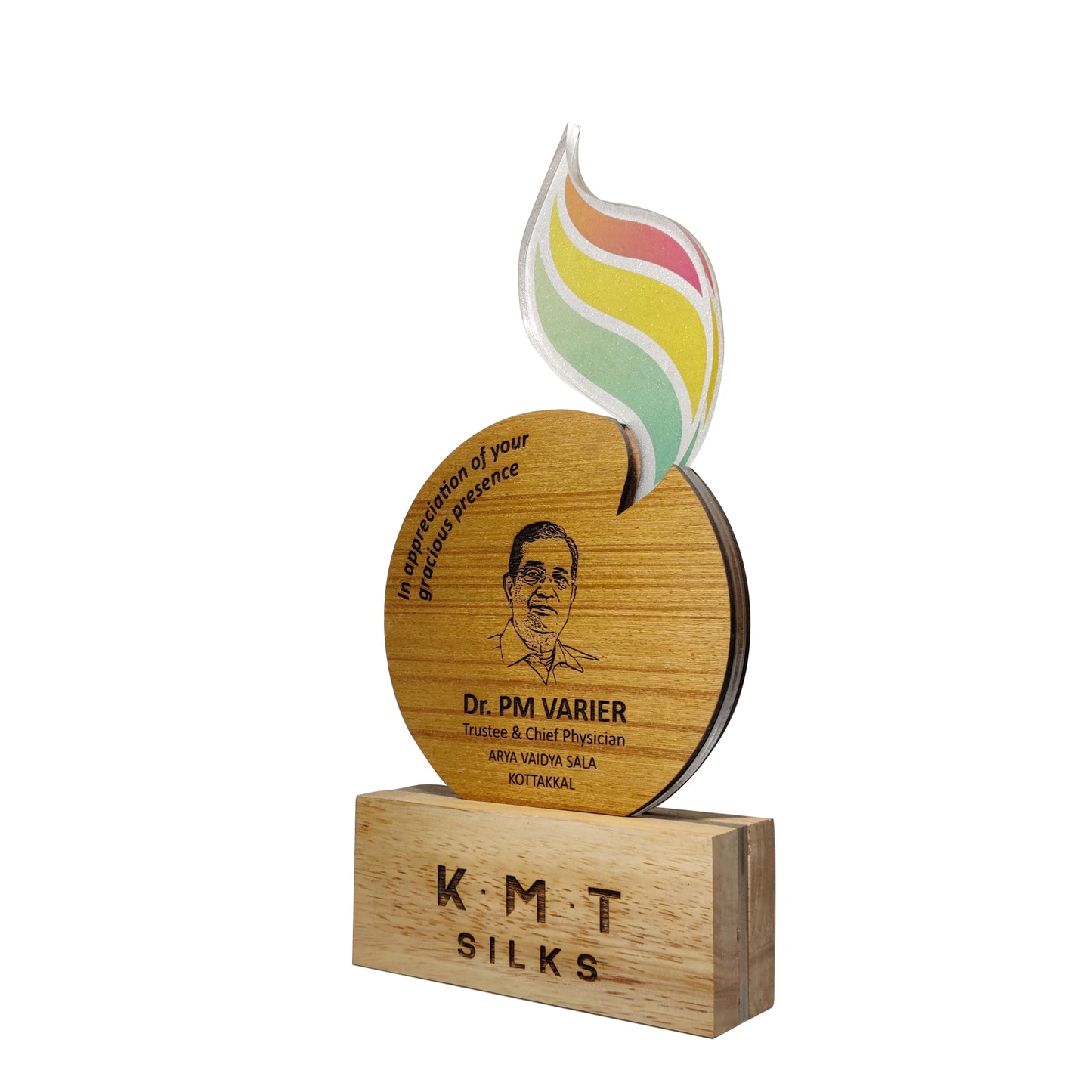 Customized Photo Engraved Tri Color Wooden Memento