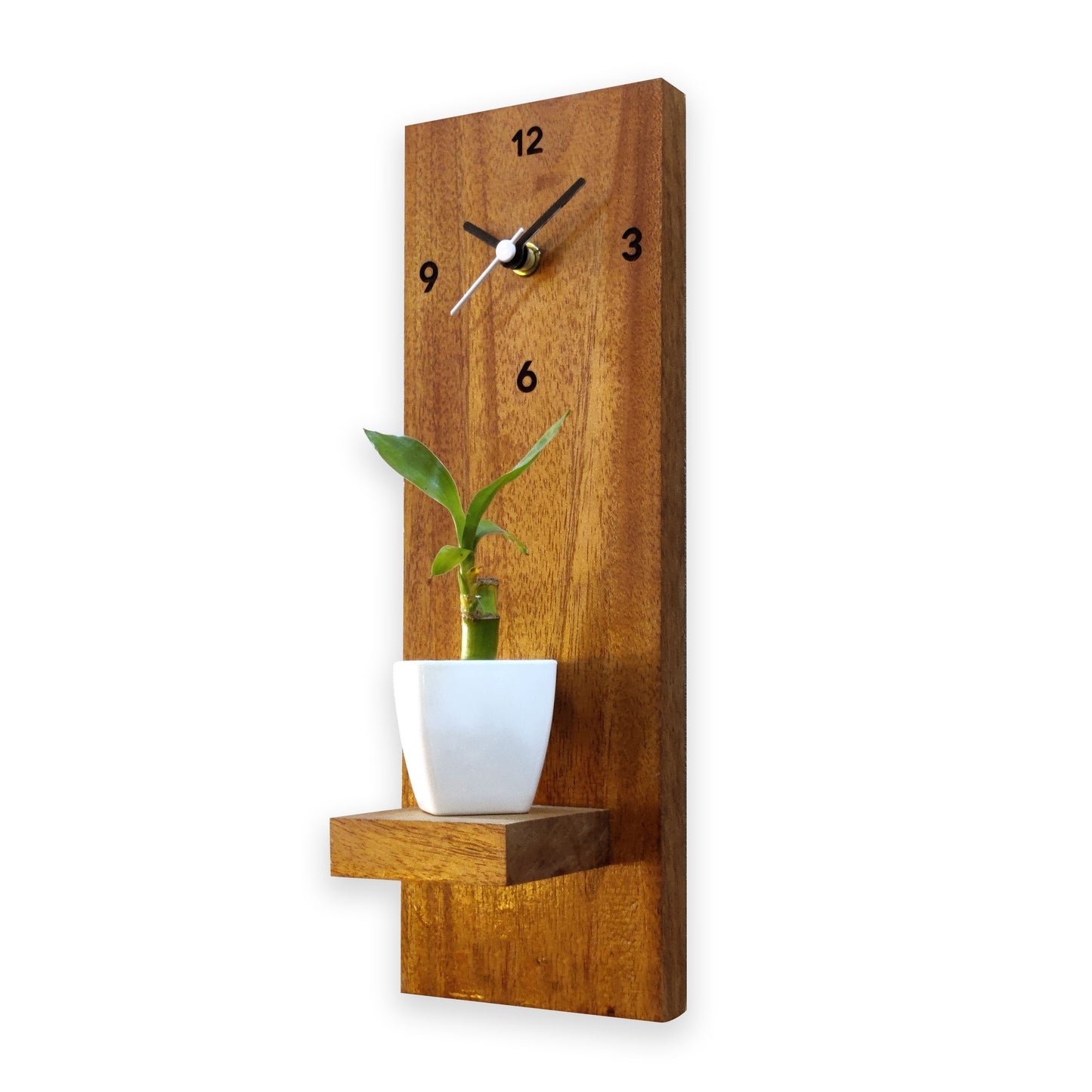 Wooden Hanging Planter with Clock Gift