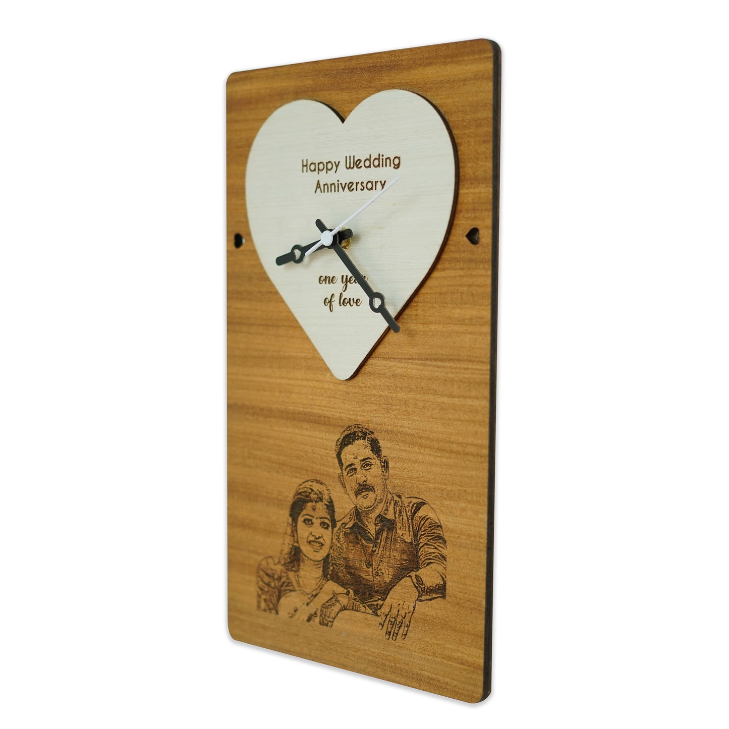 Photo Engraved Personalized Wooden Wall Clock Gift