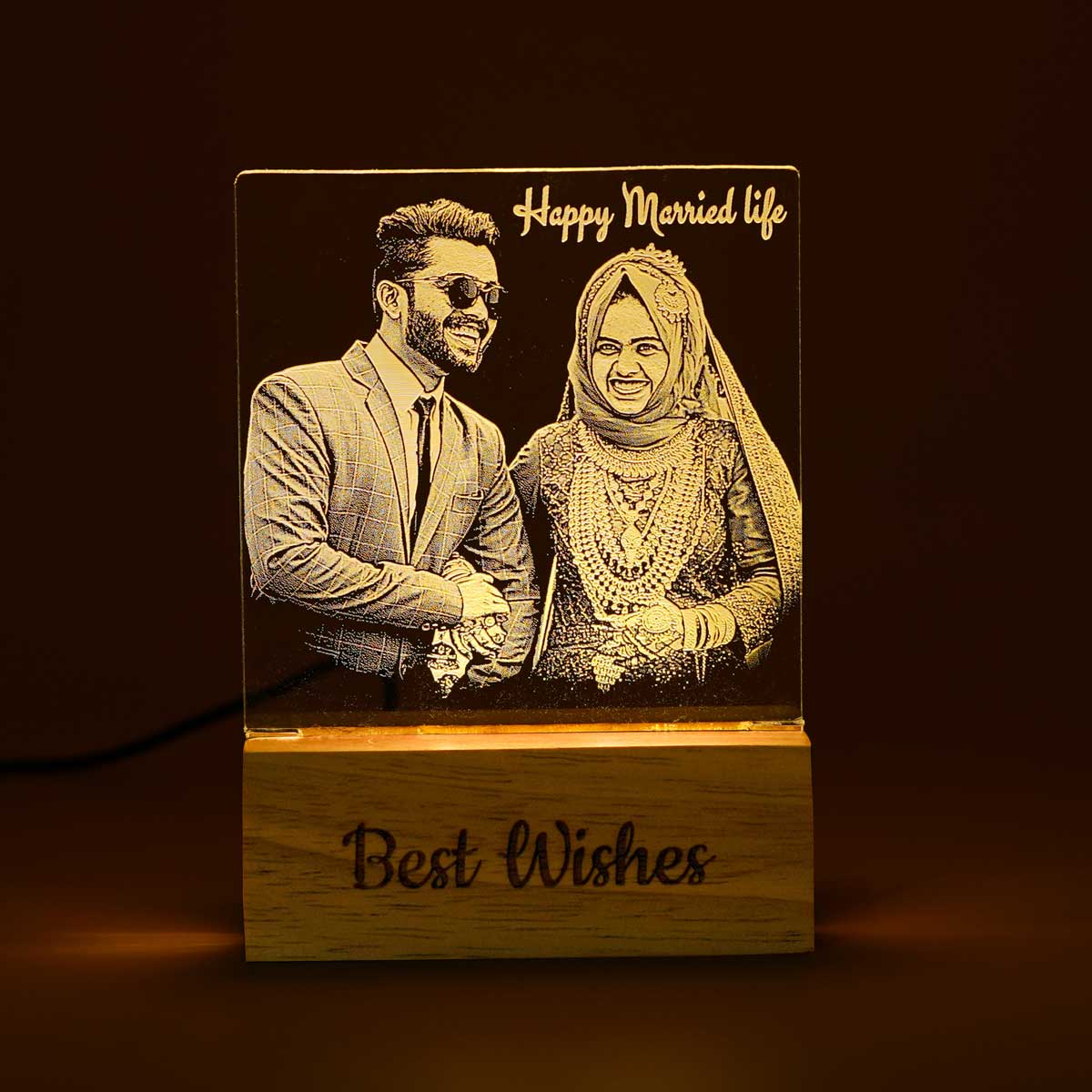 Couple Photo Engraved Night Lamp Gift