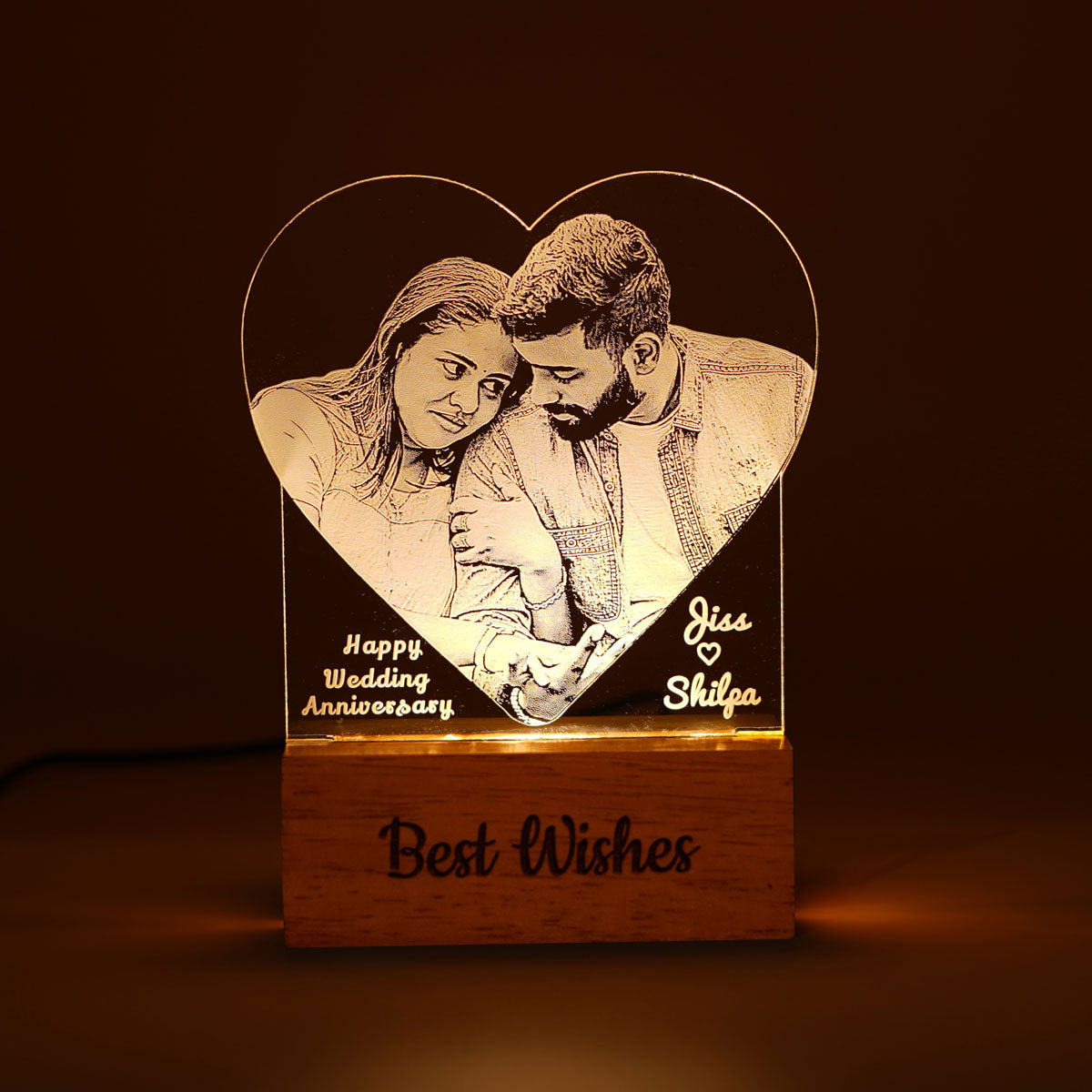 Couple Photo Engraved Night Lamp Gift