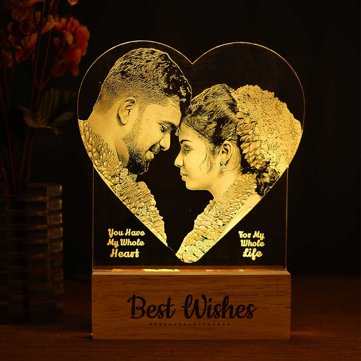 Couple Photo Engraved Night Lamp Gift