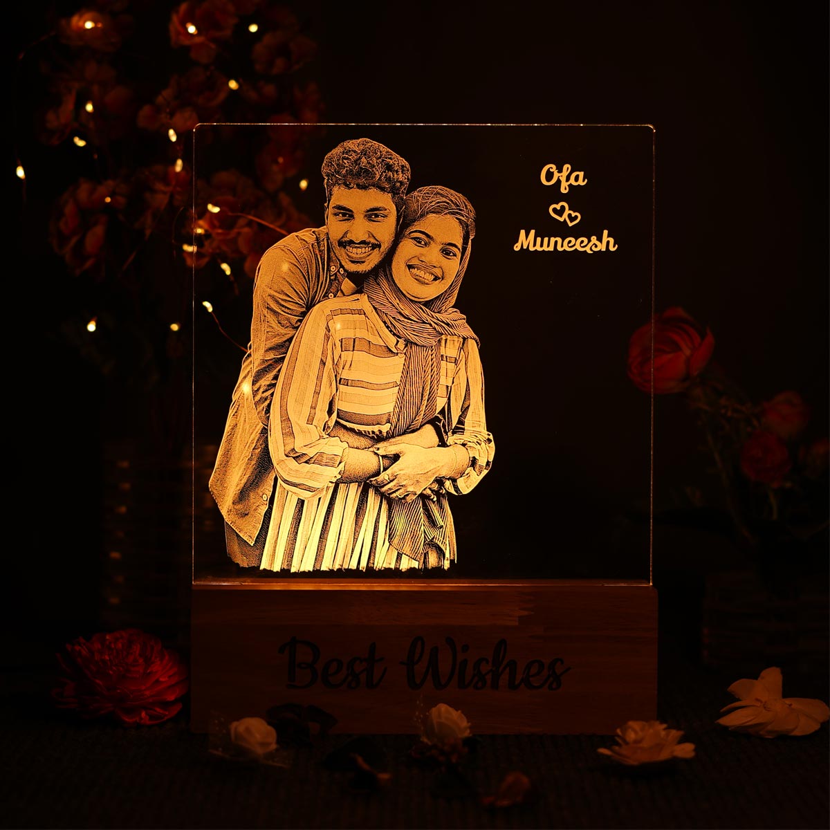 Couple Photo Engraved Night Lamp Gift