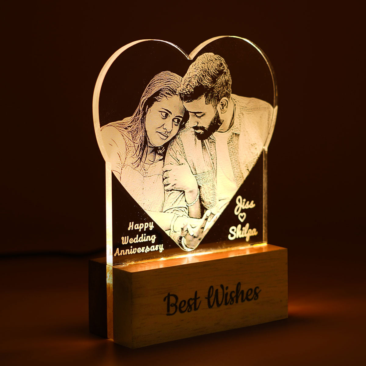 Couple Photo Engraved Night Lamp Gift