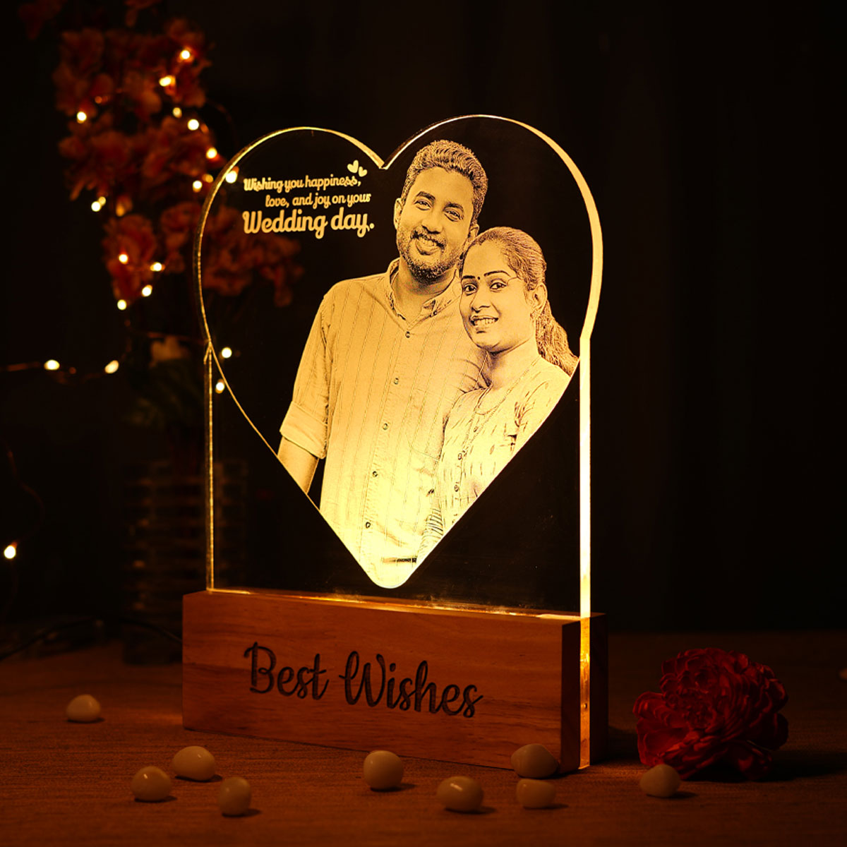 Couple Photo Engraved Night Lamp Gift