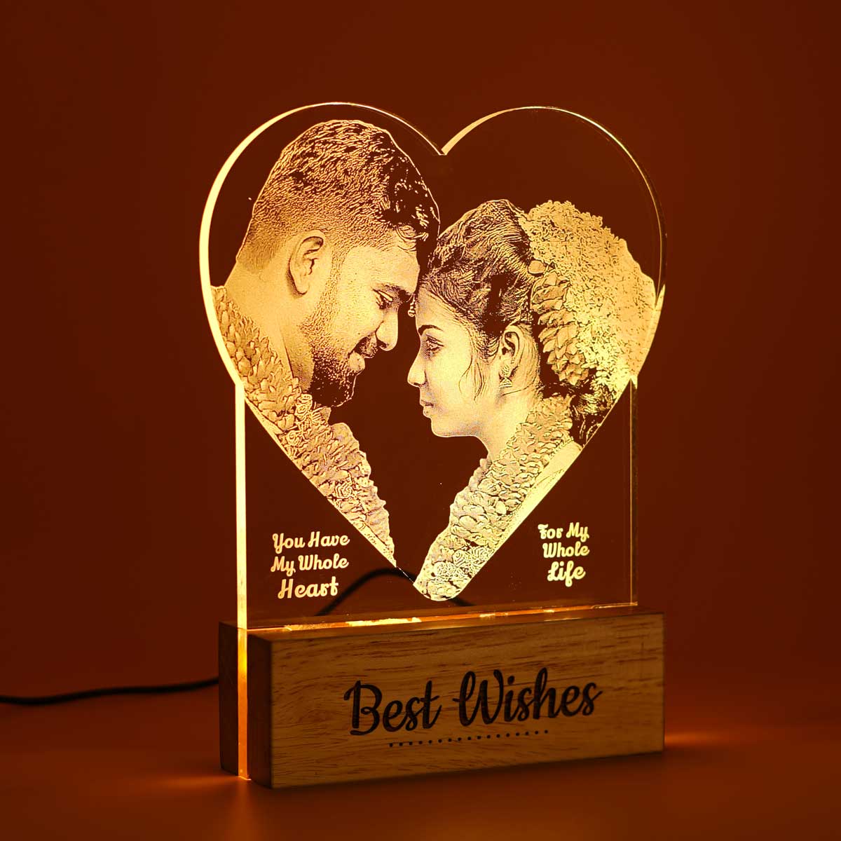 Couple Photo Engraved Night Lamp Gift