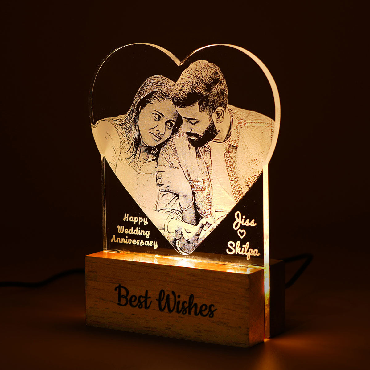 Couple Photo Engraved Night Lamp Gift