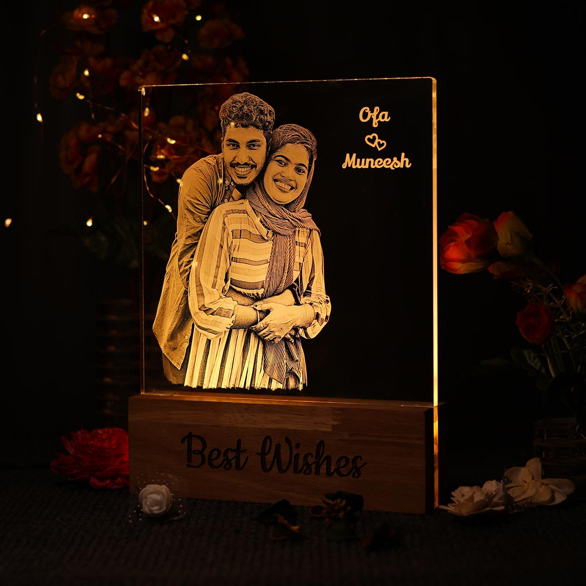 Couple Photo Engraved Night Lamp Gift