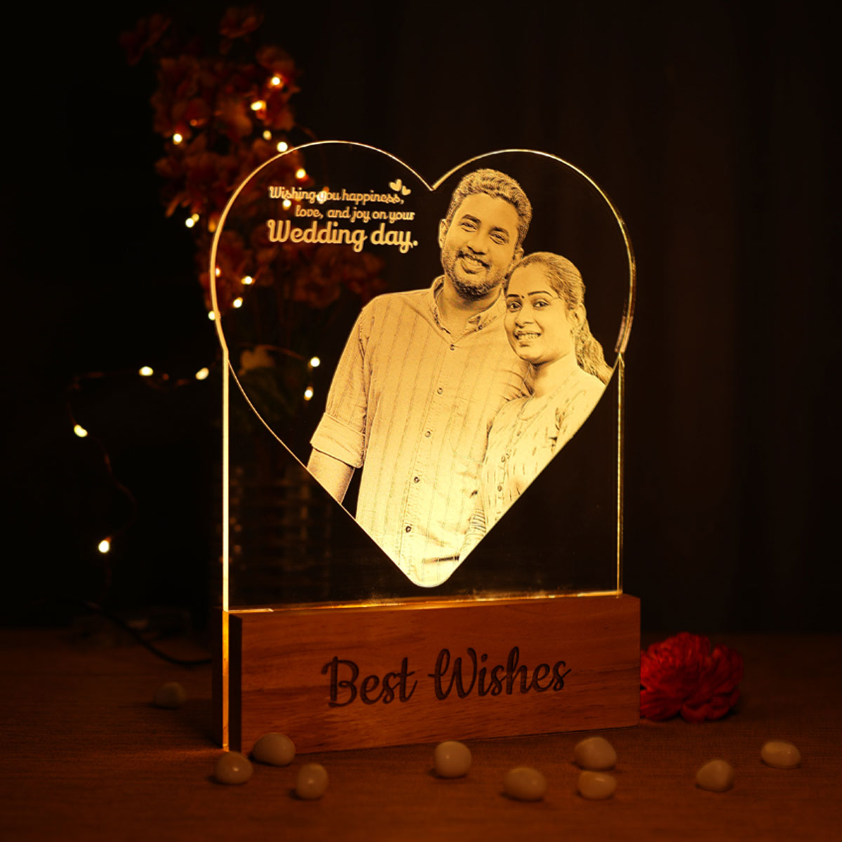 Couple Photo Engraved Night Lamp Gift