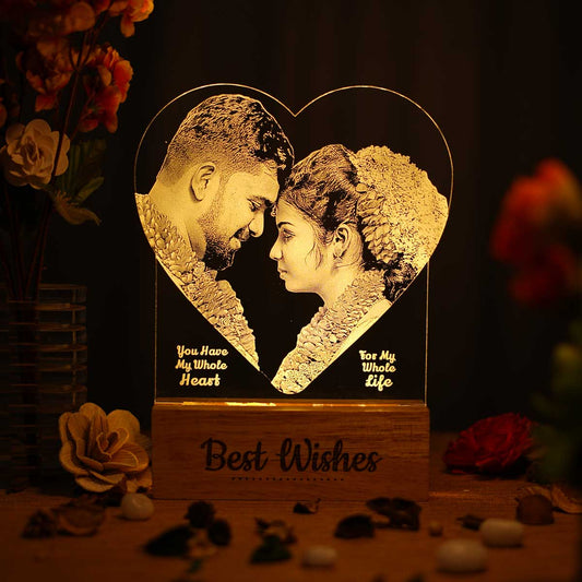 Couple Photo Engraved Night Lamp Gift