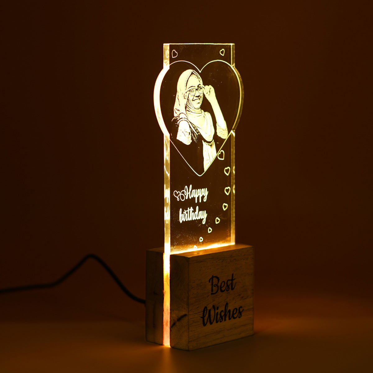 Couple Photo Engraved Night Lamp Gift