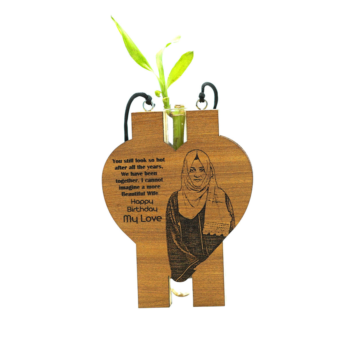 Customize Wooden Engraved Plant Vase Gift