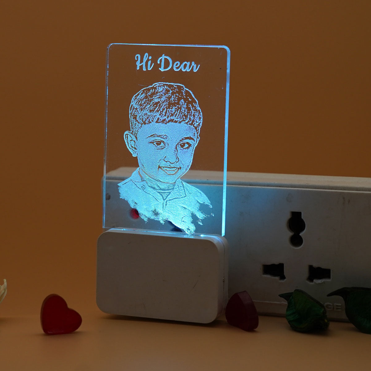 Customized Photo Engraved Bed Lamp Multi Colour Gift