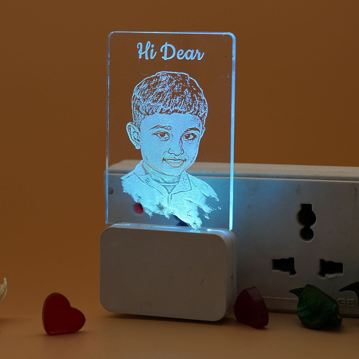 Customized Photo Engraved Bed Lamp Multi Colour Gift