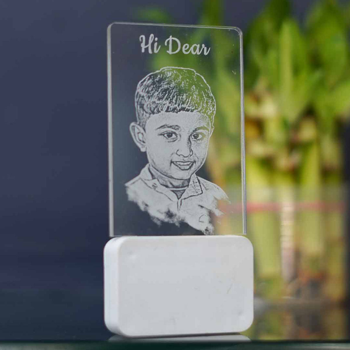 Customized Photo Engraved Bed Lamp Multi Colour Gift